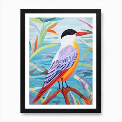 Buntes Vogel Gemälde Seeschwalbe gerahmt Wandbild Poster Leinwanddruck Bild