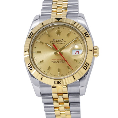 ROLEX Datejust Turn-O-Graph 36mm Steel 18K Yellow Gold Champagne Dial 116263