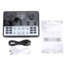 Live Streaming Audio Mixer Card, Rechargeable Soundboard for PC/Phone with RGB