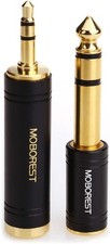 MOBOREST 3.5mm M to 6.35mm F Stereo Pure Copper Adapter, 1/8 Inch Plug BLACK
