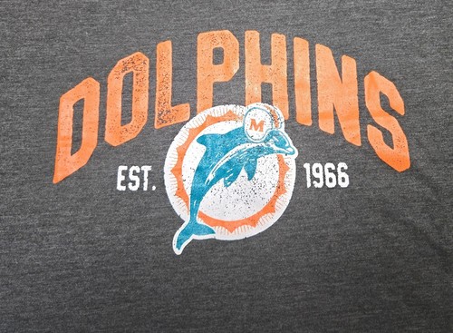 Womens Fanatics NFL Miami Dolphins Plus Sz Grey Notch Neck Football Shirt - Picture 4 of 4