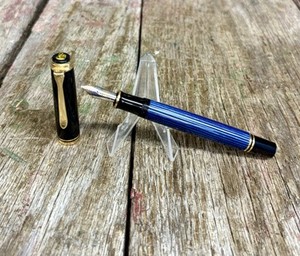 Pelikan M600　blue-stripe 青縞　M-nib　旧黒天冠 Pelikan M600 blue-stripe 青縞 M-nib 旧黒天冠 Pelikan M600 Fountain Pen