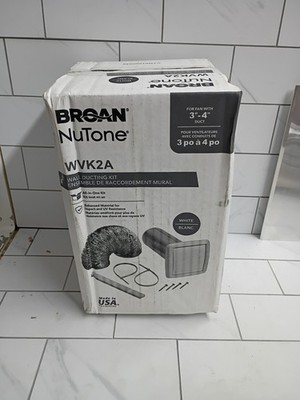 Broan-NuTone WVK2A Flexible Wall Ducting Kit White Vent 3''x4'' New Open Box