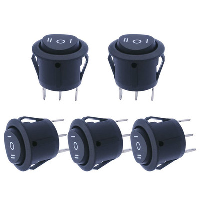 5Pcs Snap-In round Momentary Rocker Switch Toggle Power SPDT (On)-Off-(On) Switc