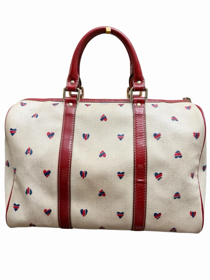 Auténtico Bolso Cartera Gucci Joy Boston Blanco Rojo Azul Corazón Recubierto Lona Foto 2 de 4