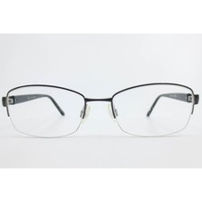 Elle EL13390 BK Black Semi-Rimless Rectangular Eyeglasses Frames 51-17-135 Logo