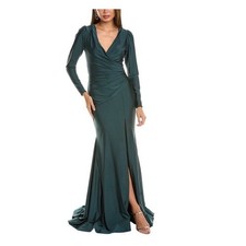 CYNTHIA  SAHAR Draped Dress Size XS evergreen prom formal luxe satin mermaid