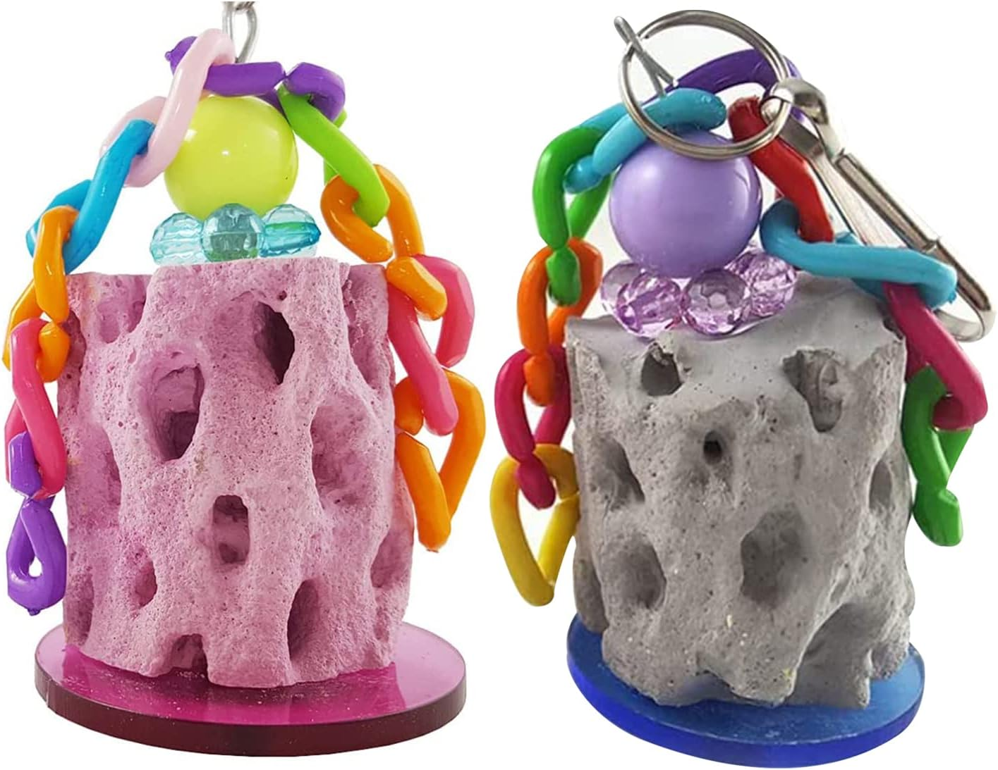 2 Pcs Parrot Chew Toy - Calcium Stone Hanging Chew Toy for Macaw, African Grey,