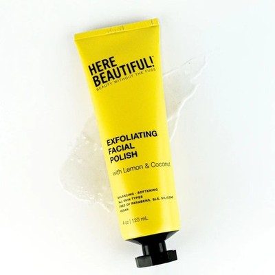 Here Beautiful Exfoliating Facial Polish Lemon Coconut 4oz 120mL New