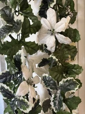 2 Ashland 6 ft. White Poinsettia Chain Link Garland with Glitter New