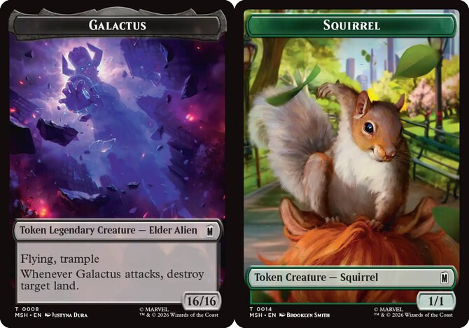 1x Galactus // Squirrel Double-Sided Token MTG - Marvel Super Heroes - NM-Mint