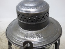 Iowa Central Ry Armspear railroad lantern w/clear cast globe
