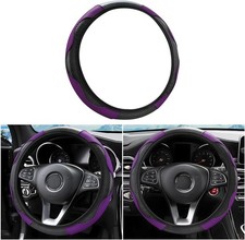 Carbon Fiber Leather Elastic Steering Wheel Cover Anti-sl Color Blackpurple