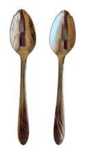 2 Grapefruit Spoon Set Stainless Steel Serate Edge Flatware Cirtus Vntage