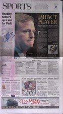 Chase Headley Signed SDUT Newspaper PSA/DNA COA Padres Game Winning HR 4/17/10 