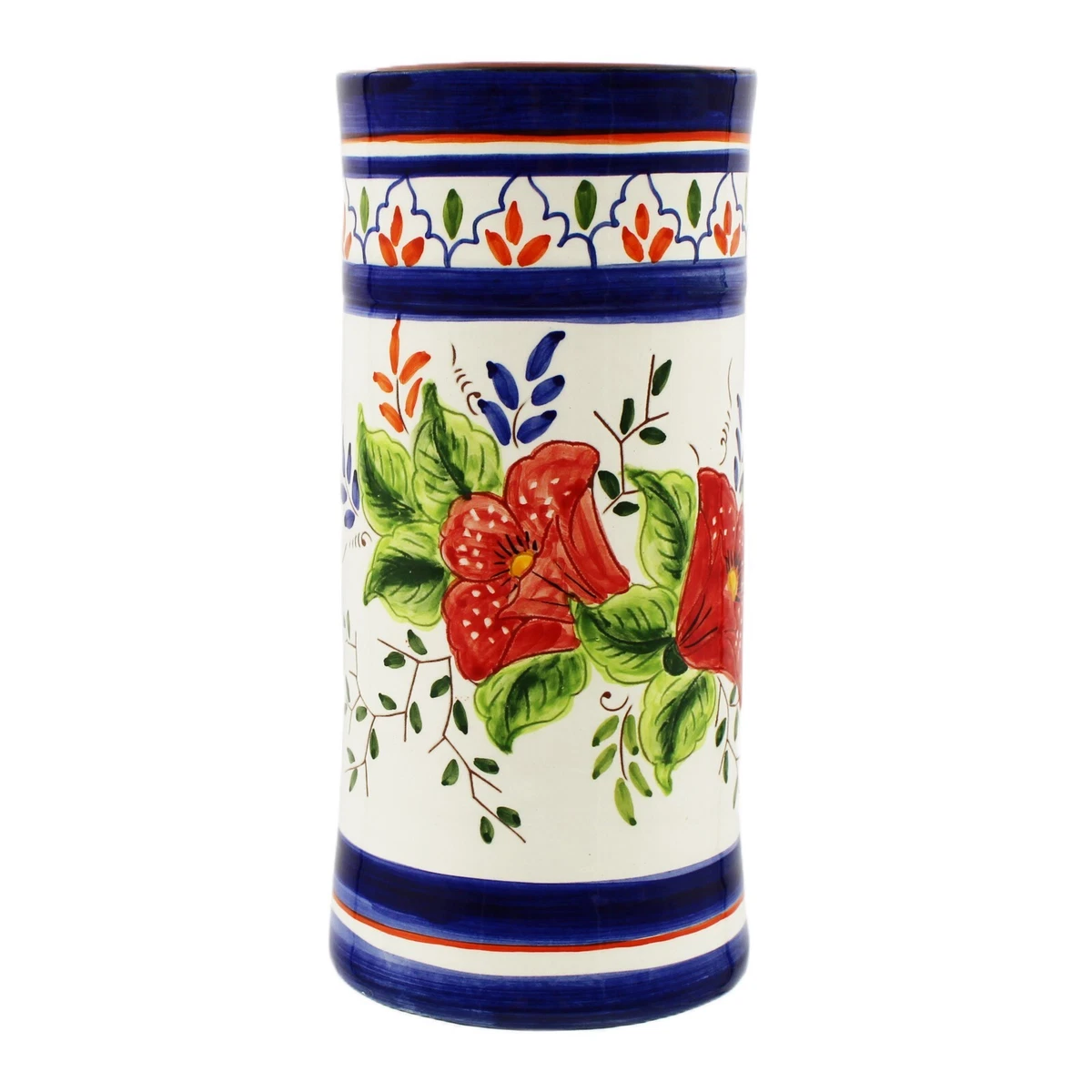 Hand painted Portuguese Pottery Clay Terracotta Wine Bottle Holder
