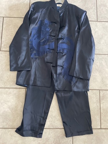 VINTAGE KAIYU Men’s Japanese Set From Japan Navy Dragon Top/Pant Size L - Picture 7 of 12