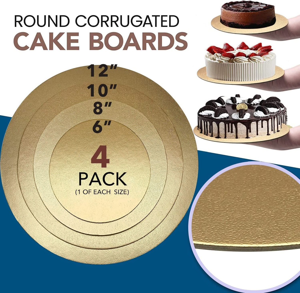 Cake Boxes Inch Simarro Pack Inch Round Golden Cake Boards