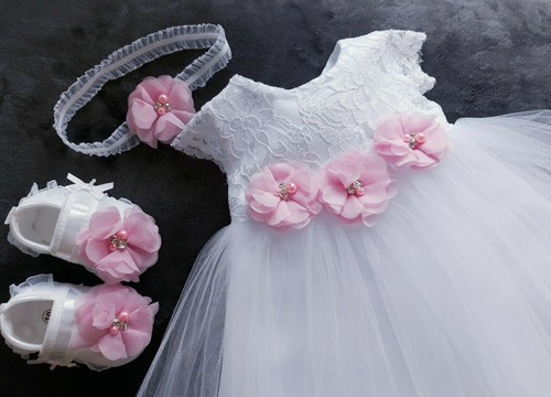 Taufkleid Stirnband Taufe ❤️ Liliana ❤️ Gr.56-104 Baptism Christening - Bild 2 von 5