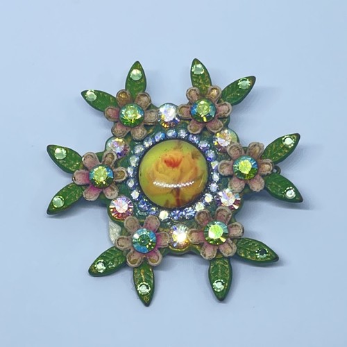 Brooch Lovely Jewelry Michal NEGRIN Crystal flowers old collection Israel - Picture 3 of 9