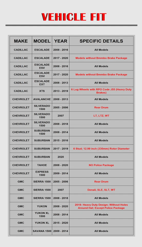 Front Drilled Brake Rotors Brake Pads for Chevy SILVERADO 1500 GMC SIERRA 1500 - Image 3 of 4