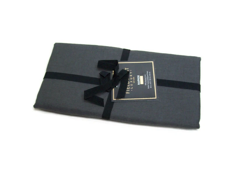 Fieldcrest Luxury Charcoal Gray Texture Washed Linen Dinner Napkins Napkin S4 - Image 3 of 4