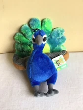 Wild Republic Cuddlekins Realistic Sitting Peacock Plush Stuffed Animal Toy 8"H