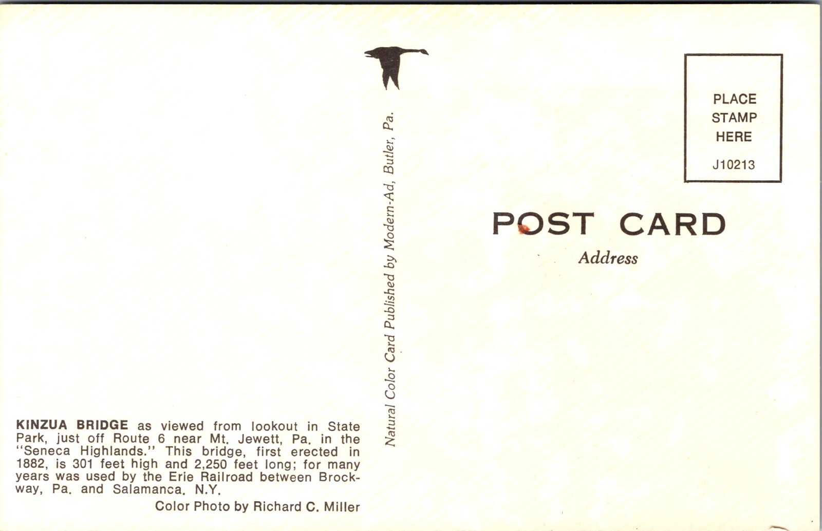 PostcardMt. Jewett Pa.Kinzua Railroad BridgeViewed From Lookout