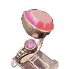 925 Silver Vintage Modernist Waterdrop Druzy Pink Fire Opal Ring Sz 11 RG26742
