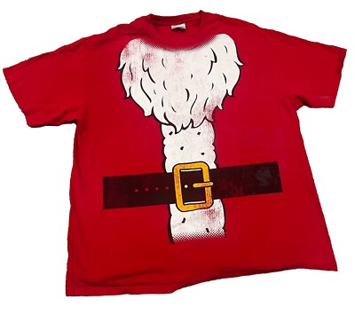 Vintage Santa Suit Beard Christmas T-shirt Red Size XL