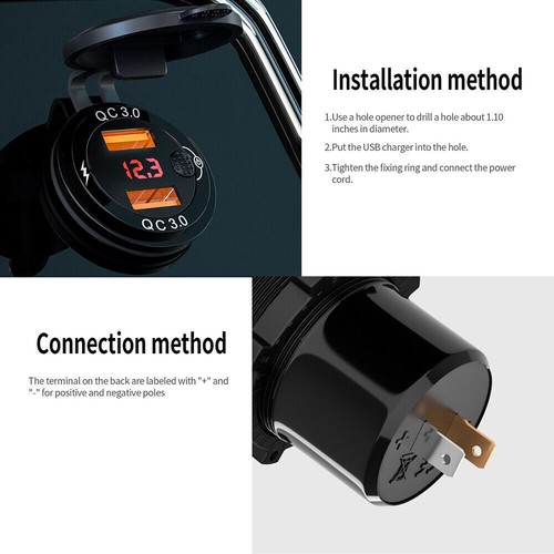 Gniazdo samochodowe QC3.0 USB ładowarka gniazdo 12V 24V do motocykla wodoodporne samochód - Zdjęcie 11 z 12