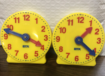 ETA Learning Resources Geared Mini Clock 4''Teaching Homeschool(2)  Missing Stand