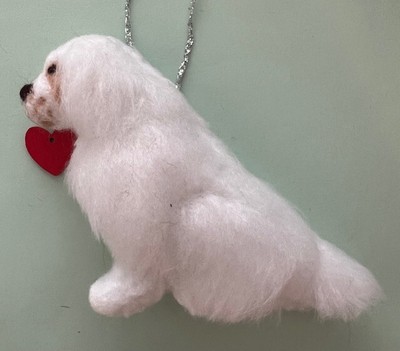 CLUMBER SPANIEL  with VALENTINE HEART - Part needle felted dog 