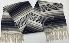 FALSA Mexican Blanket Hand Woven RASTA Serape Throw Yoga off white/blue/gray