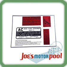 Ford Gpw Engine Decal Set Ford Gpw Engine Decal Set