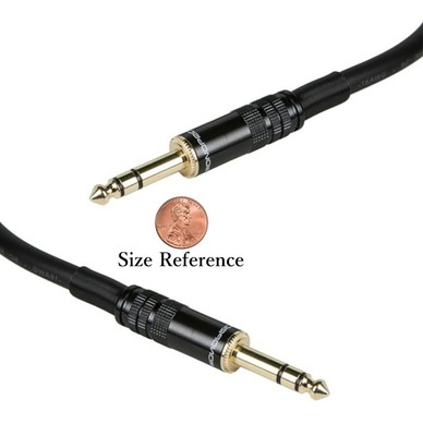 1/4 Inch TRS or Stereo Phono Patch Pro-Audio Cable Balanced Mono Plug Cord -Long