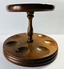 Soporte para pipa de tabaco de madera maciza de nogal DECATUR de colección - redondo - soporte para 7 pipas
