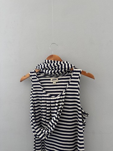 Jean Paul Gaultier for Target Draped Navy Striped Dress Sash Attached SIZE L - Picture 2 of 7