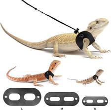 BWOGUE Bearded Dragon Harness and Leash Adjustable Leather Lizard Reptiles Leash