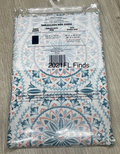 Indoor Outdoor Flannel Back Tablecloth Spirograph Circle 52 x 70 - Picture 5 of 5