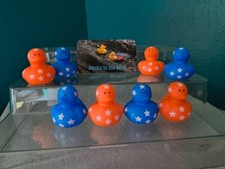 Approx 1.5"- Patriotic Mini Rubber Ducks  8 - Blue and Red with White Stars