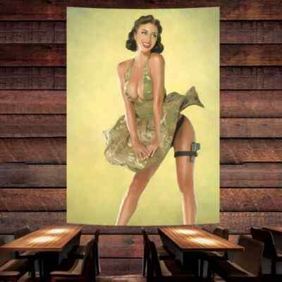 Female Killer Poster Wall Decor Banner Seductive Pin Up Art Flag Wall Painting