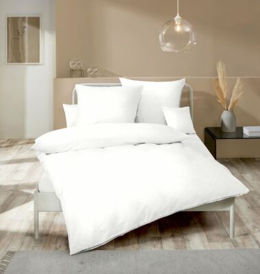 Kaeppel Fein Biber Bettwäsche Uni Einfarbig Weiß Modern zeitlos versch. Größen