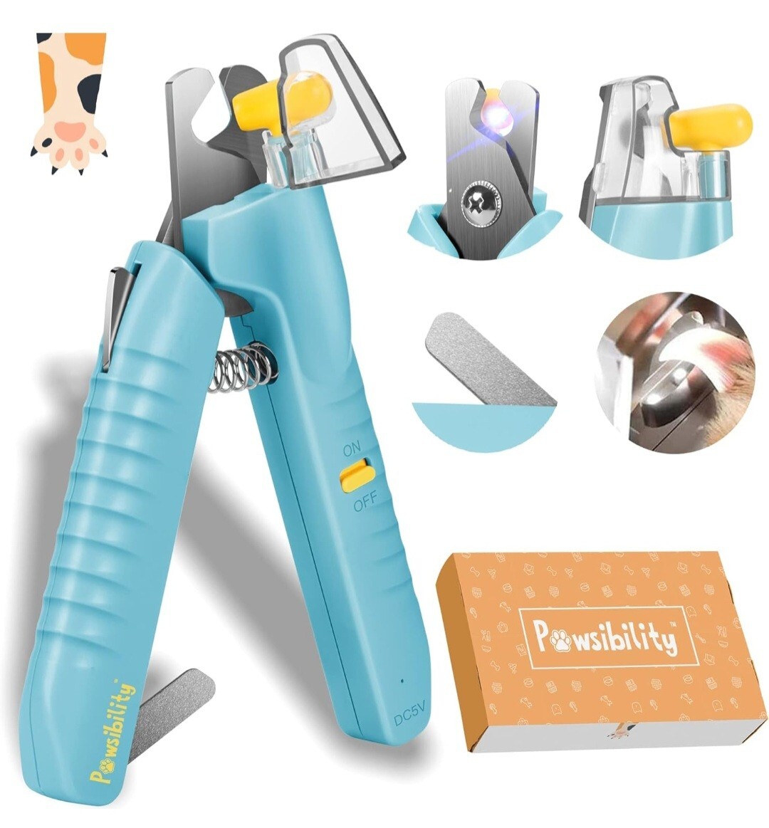 Pawsibility Nagelknipser Mit LED-Licht – Für Hunde & Katzen (blutfrei, Mit Nagelfängerbox)