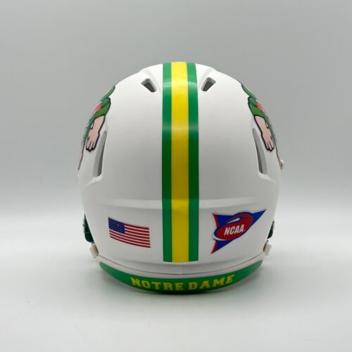 Notre Dame Fighting Irish CUSTOM Matte White Tough Leprechaun Mini FB Helmet - Picture 3 of 3