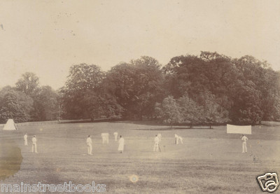 CRICKET MATCH ANTIQUE PHOTOGRAPH  TURN OF THE CENTURY  Players in White on Field