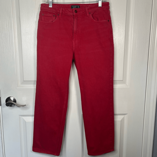 Pantalones de mezclilla rectos de tobillo Abercrombie & Fitch talla 30/10 rojos Simone - Imagen 1 de 10