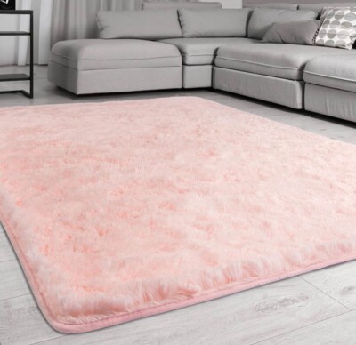 Signature Loom Fluffy Shaggy Area Rug 4x5  Soft Fuzzy Velvet Rugs for Girls Room