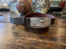 Mex,James Reid style 14K Sterling Silver Belt Buckle Longhorn 31-33-1     