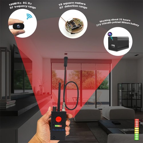 Hidden Camera Detector Anti Spy Alarm LED Scanner Bug Finder GPS Tracker Device - Picture 9 of 12